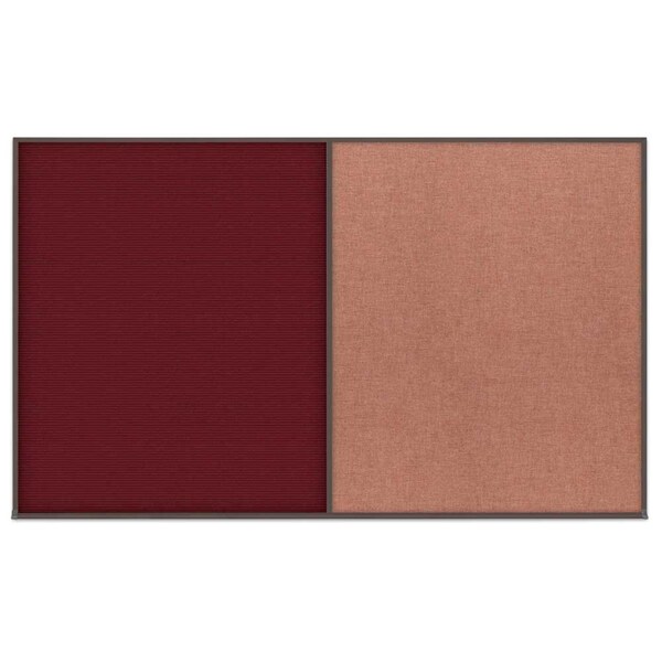 Triple Door Radius Corkboard, 72"x36", Hea, UV7015RC-SATIN-DBURGU